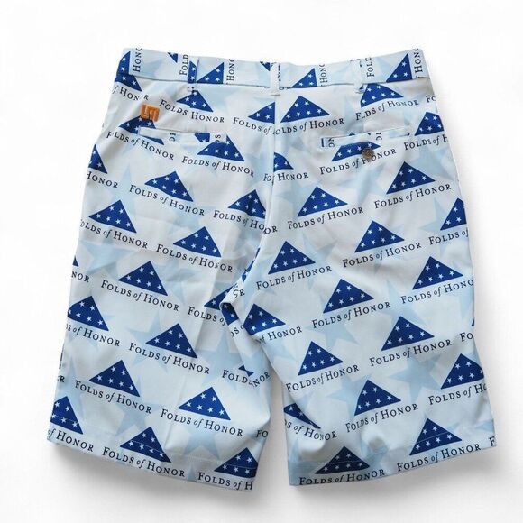 LoudMouth 'Stars of Honor - Folds of Honor" Golf Shorts White / Blue Men's 34 - Picture 2 of 5